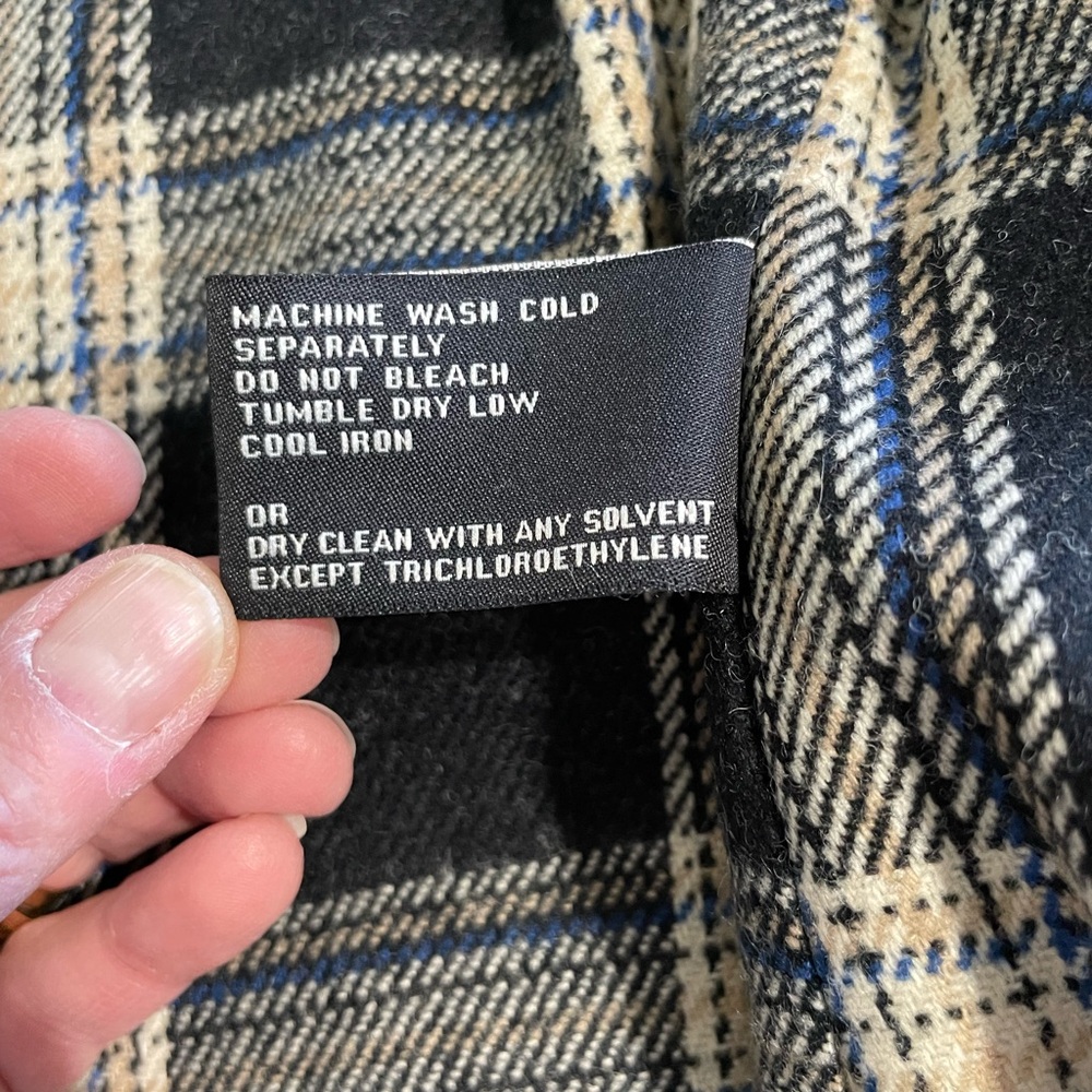 London Fog Black Trench Coat with Plaid Lining - Picture 5 of 11